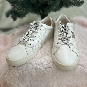 Vintage Havana 1954 White with gold star and glitter heel Size 8.5